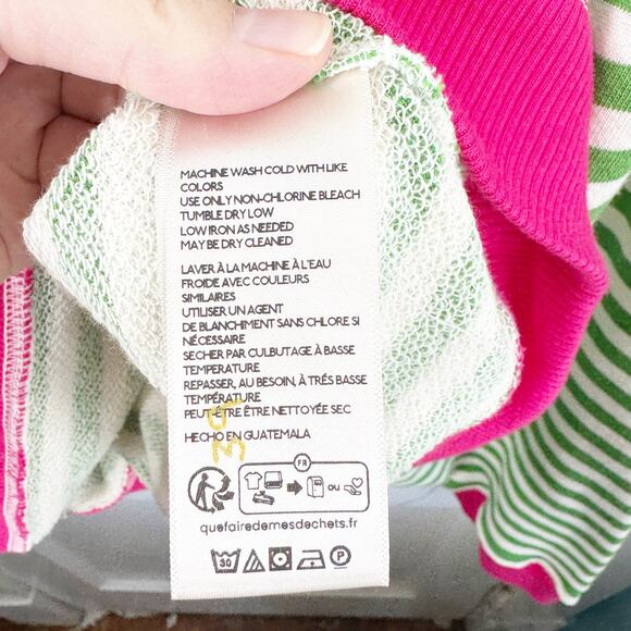 Free People Classic Oversized Striped Crewneck Sweatshirt Pink Clover Combo New - Picture 9 of 13